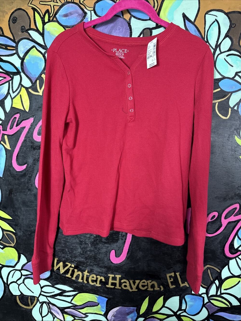 Children’s Place Waffle Tee, Red, XXL